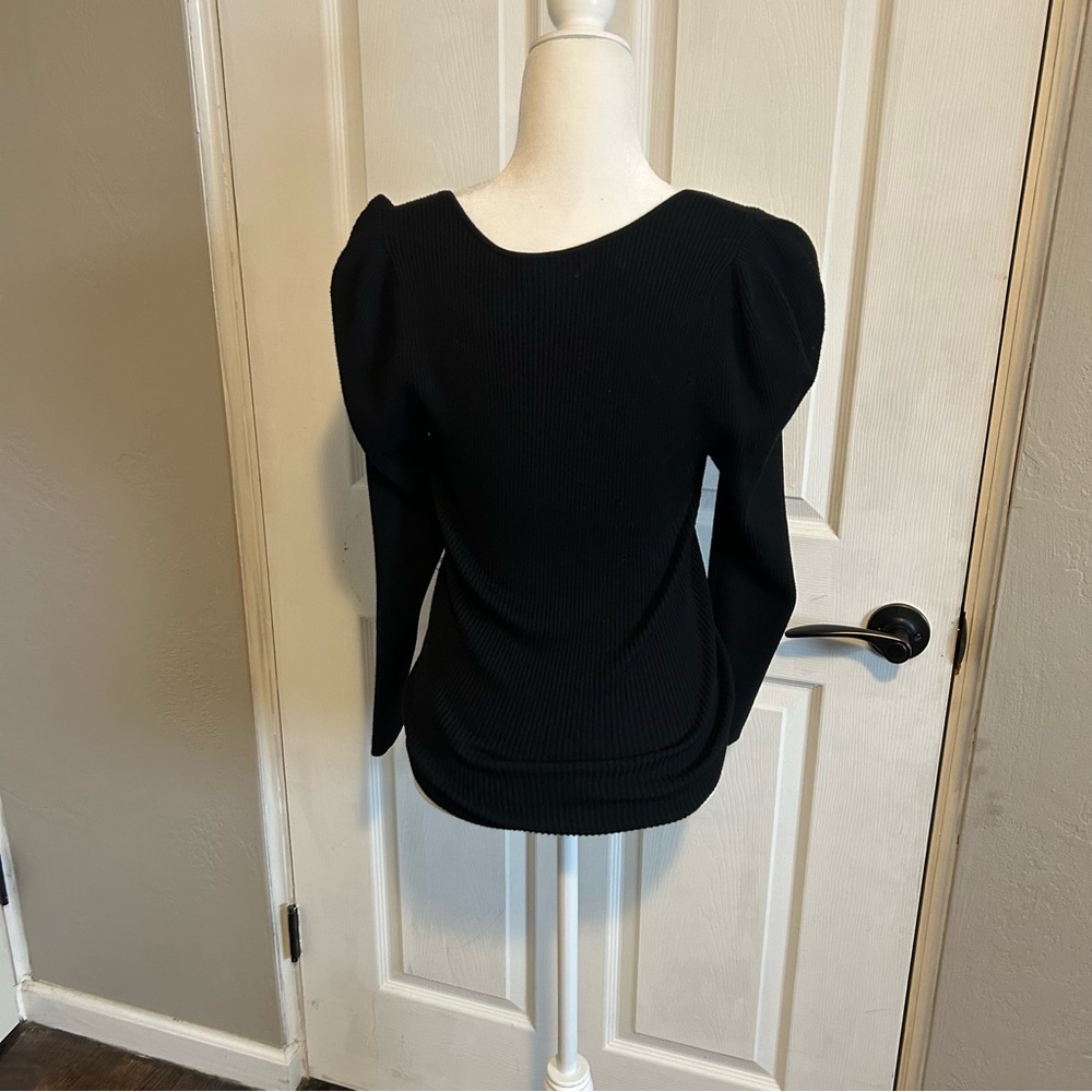 Maeve Black Ribbed Blouse - Picture 7 of 8